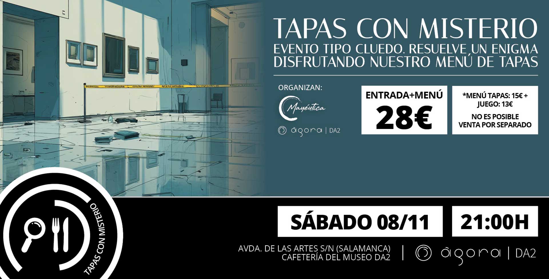 Cartel cena con misterio en Agora DA2