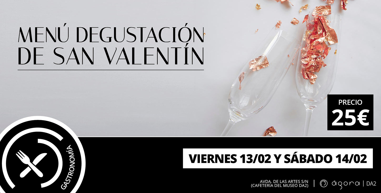 Cartel de Menú degustación de San Valentín en Agora DA2