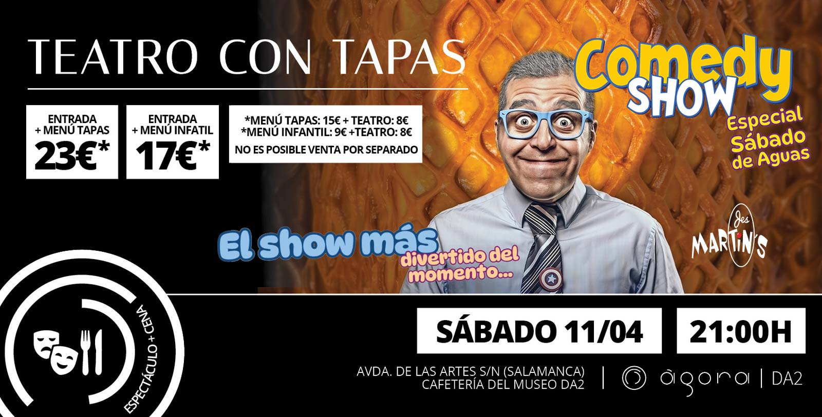 cartel teatro con tapas, espectáculo 