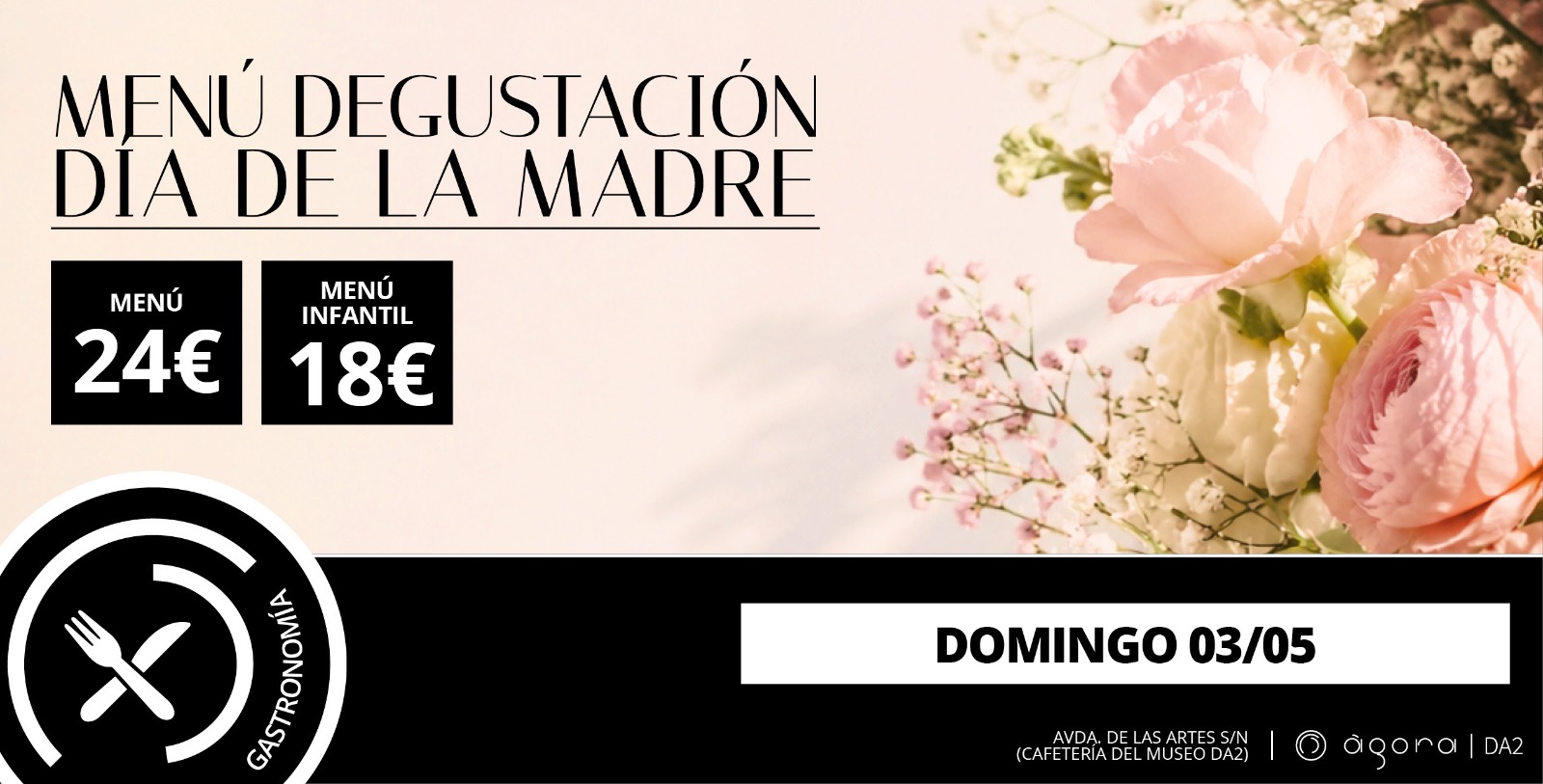 Cartel de Menú degustación de San Valentín en Agora DA2