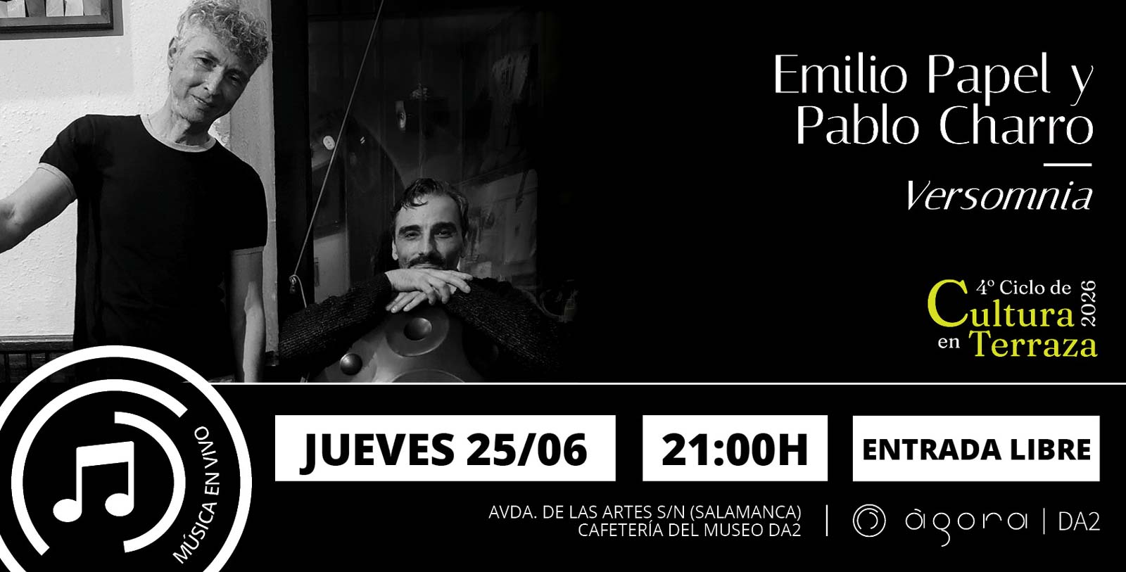 eventos Agora, DA2 TERCER CICLO DE cultura en terraza